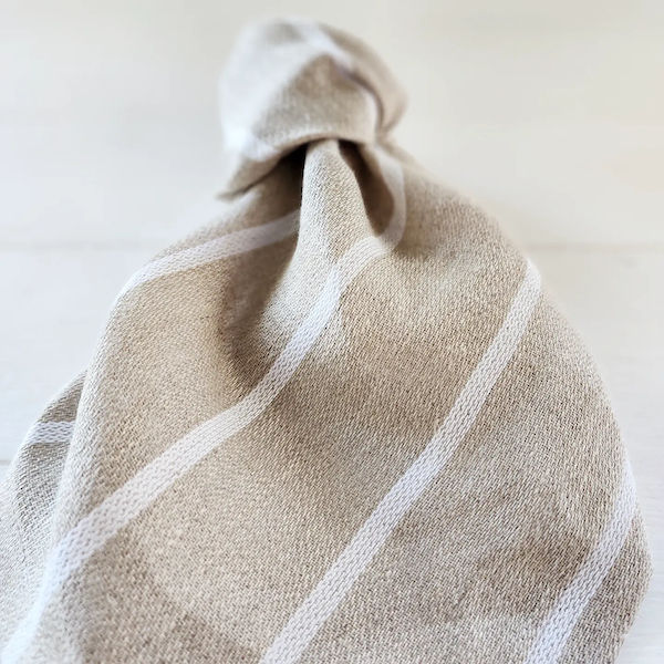 Comed Linen Pinstripe Napkin - BoneWhite Close up